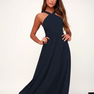 Lulu's Air of Romance Navy Maxi Dress